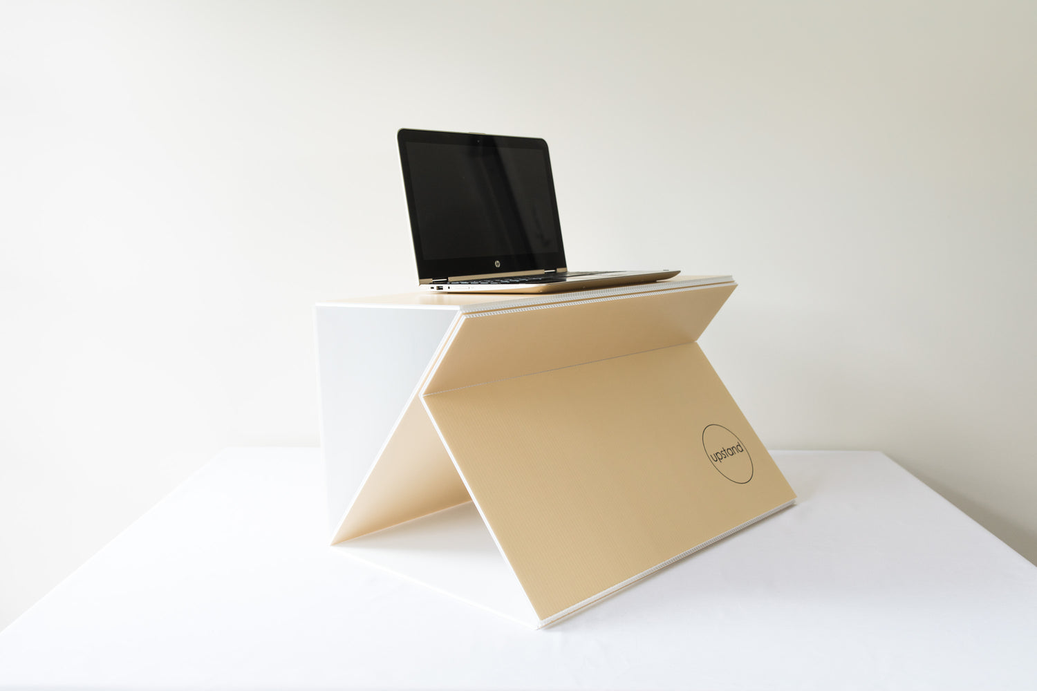 Upstand flat pack standing desk, small standing desk, affordable, light weight, sustainable standing desk, tabletop desk, pop up desk